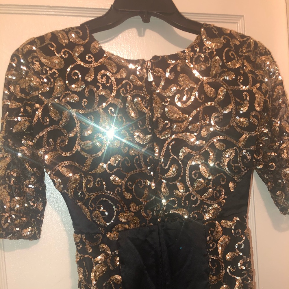 Women Gold and Black maxi dress